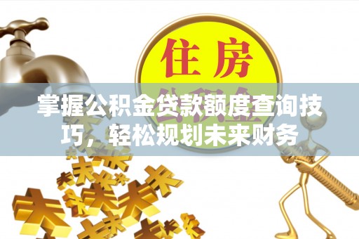 丰城掌握公积金贷款额度查询技巧，轻松规划未来财务