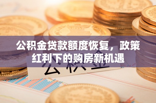 丰城公积金贷款额度恢复，政策红利下的购房新机遇