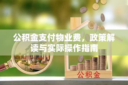丰城公积金支付物业费，政策解读与实际操作指南