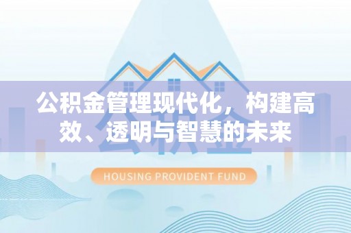 丰城公积金管理现代化，构建高效、透明与智慧的未来