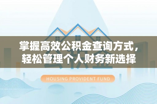丰城掌握高效公积金查询方式，轻松管理个人财务新选择