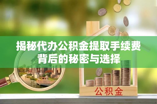 丰城揭秘代办公积金提取手续费背后的秘密与选择